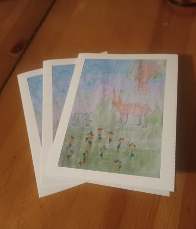 Hand painted alpaca cards